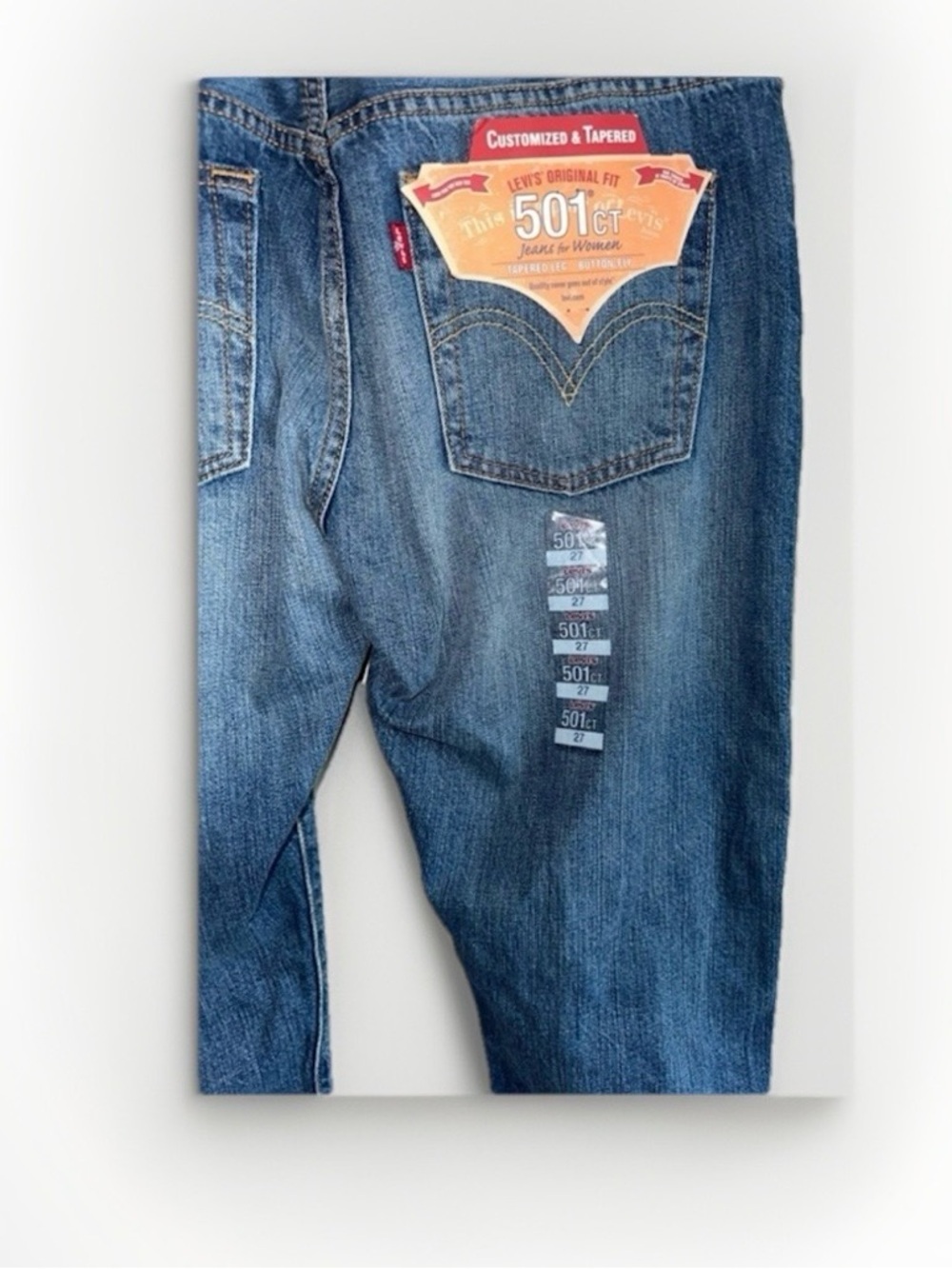 Levi's 501 Customized Tapered Distressed Mid-Rise Jeans Blue - Picture 6 of 9